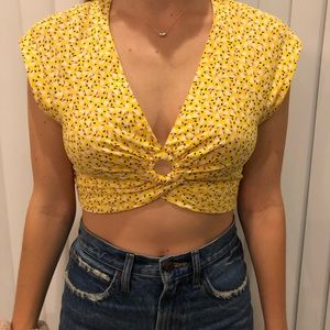 Free People lemon comb crop top size S.
